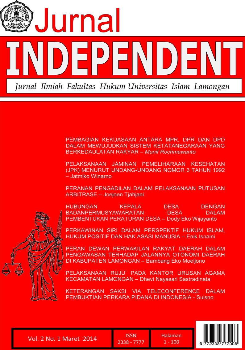 					View Vol. 2 No. 1 (2014): Jurnal Independent
				